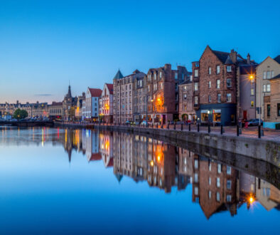 night view of leith by the river
